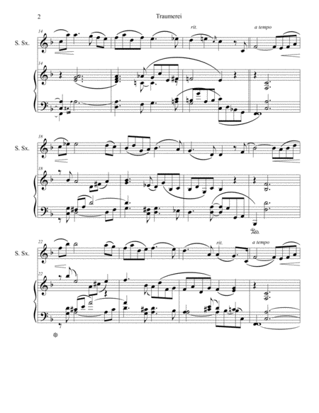 Traumerei from Kinderszenen, Opus 15 for Soprano Saxophone and Keyboard image number null