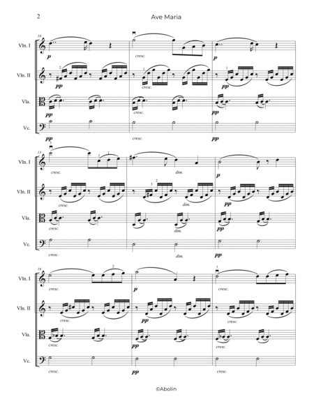 Bach/Gounod: Ave Maria - String Quartet Cello - Digital Sheet Music