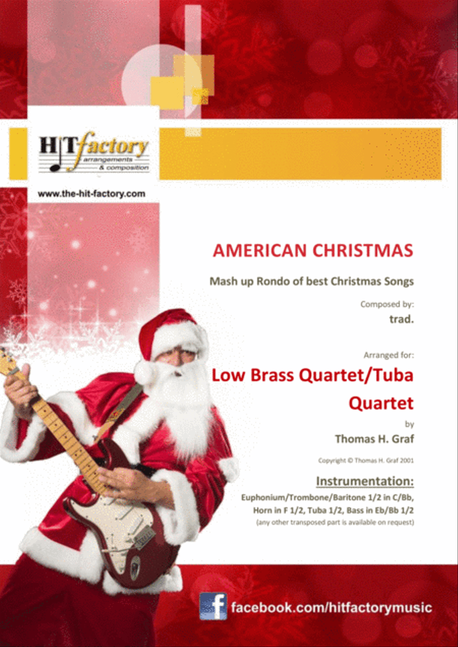 American Christmas - Mash up Rondo of best Christmas Songs - Low Brass Quartet/Tuba Quartet Brass Quartet scores gallery preview page 1