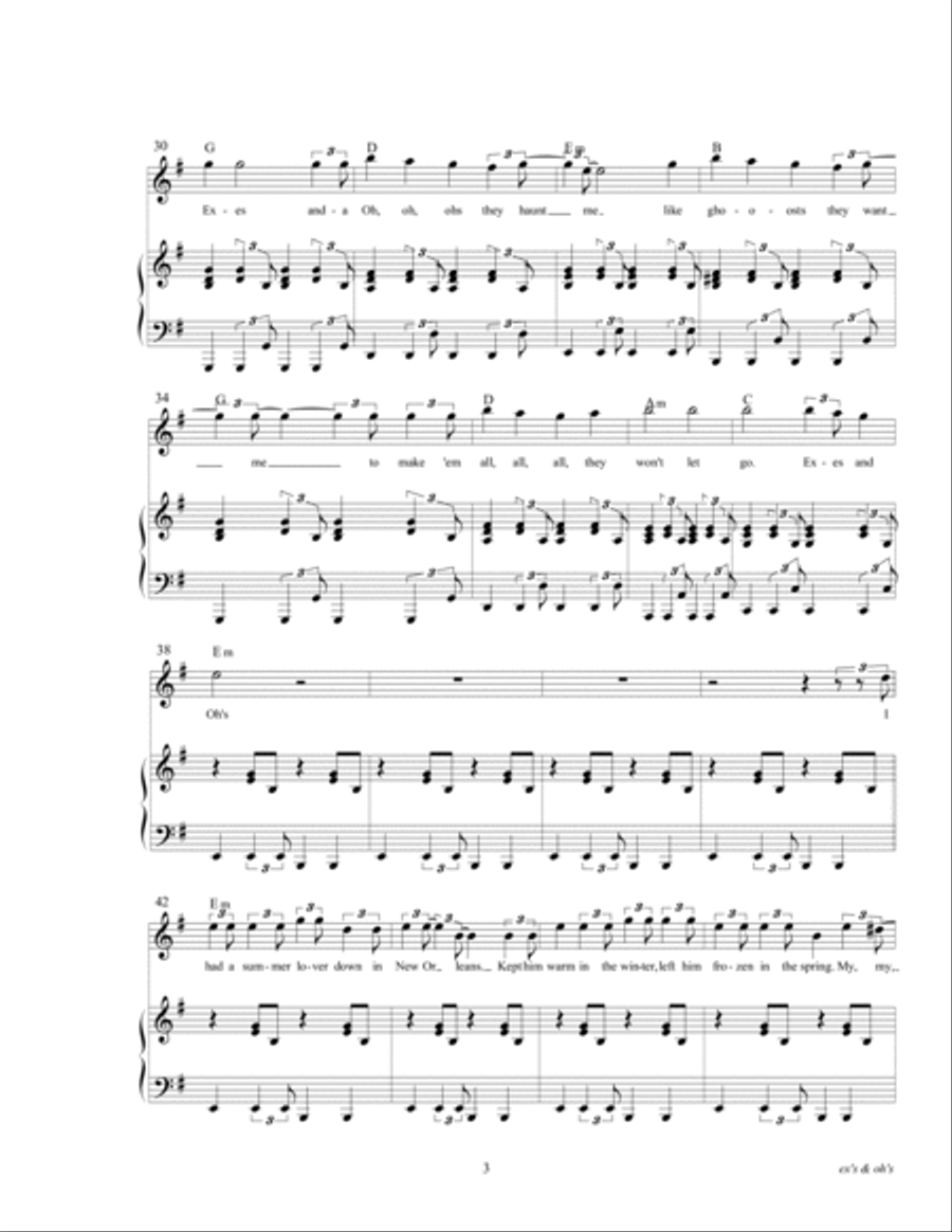 Ex's & Oh's Piano, Vocal, Guitar scores gallery preview page 5