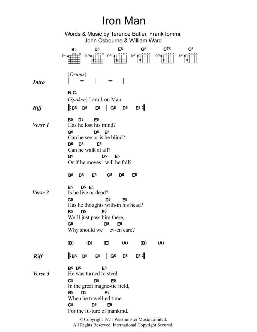 Iron Man Acoustic Guitar scores gallery preview page 1