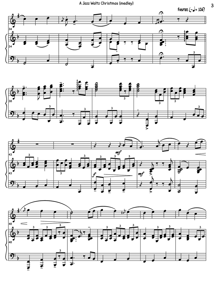 A Jazz Waltz Christmas (medley) B-Flat Trumpet scores gallery preview page 6