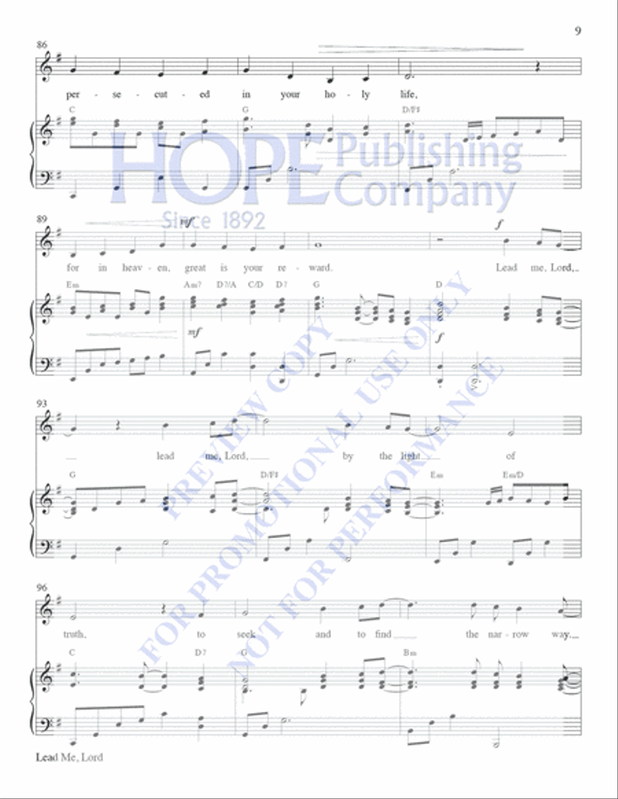 Lead Me, Lord Voice Solo scores gallery preview page 9