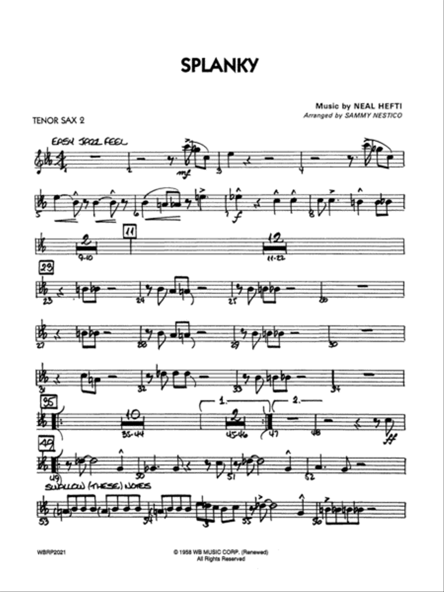 Splanky: 2nd B-flat Tenor Saxophone Jazz Ensemble scores gallery preview page 1