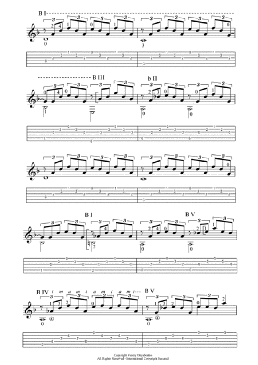 Prelude (D Minor). Relaxing music. Classical Guitar scores gallery preview page 2