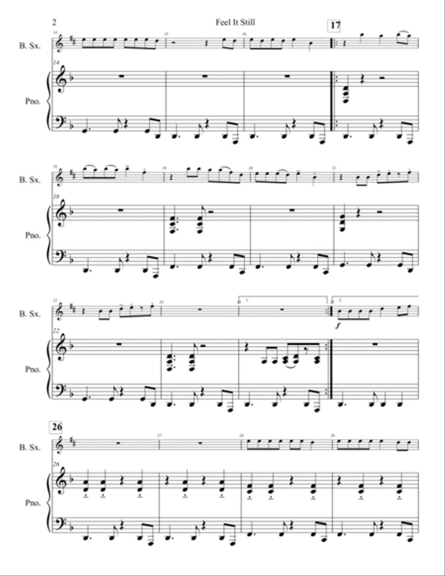 Feel It Still Baritone Saxophone scores gallery preview page 3