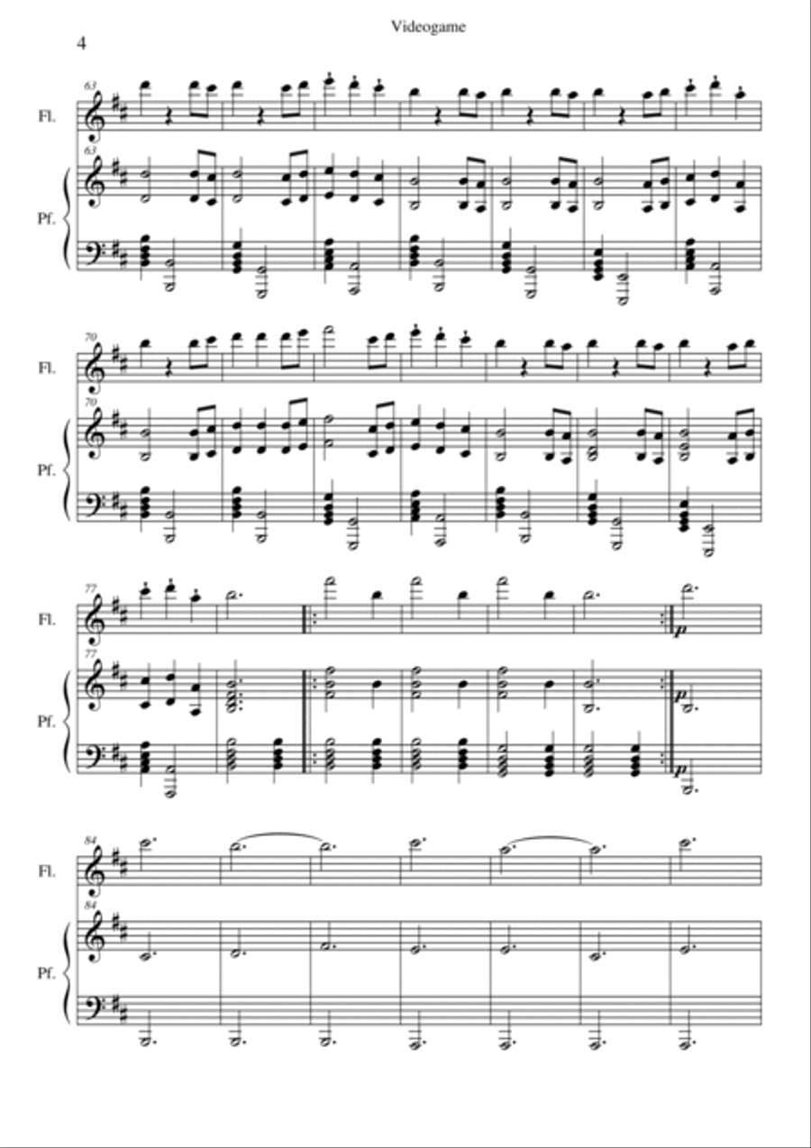 Videogame per flute and piano Flute Solo scores gallery preview page 4