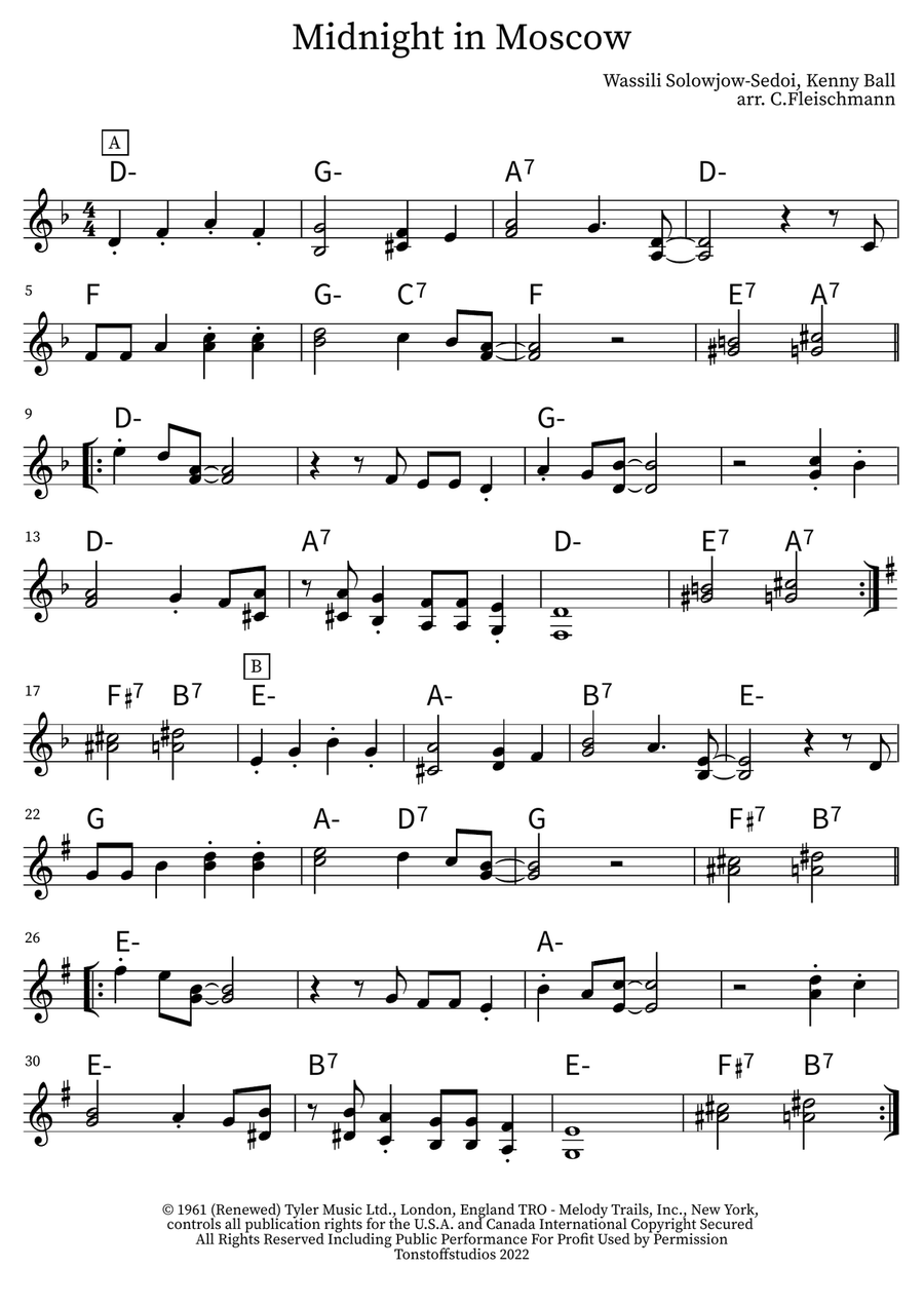 Midnight In Moscow Piano scores gallery preview page 1