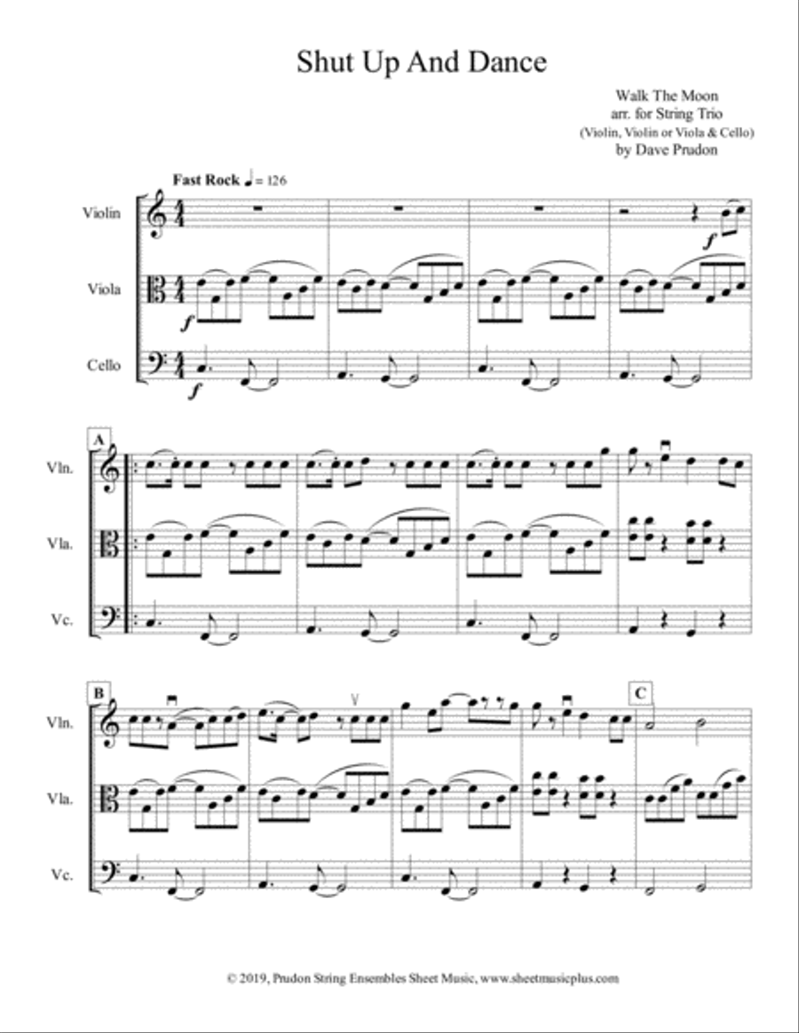 Shut Up And Dance String Trio scores gallery preview page 1