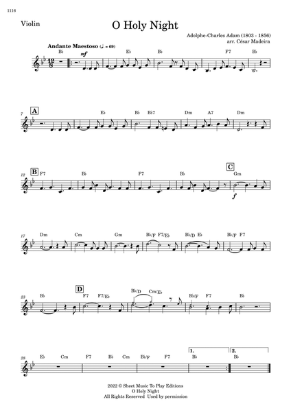O Holy Night - Violin Solo - W/Chords image number null