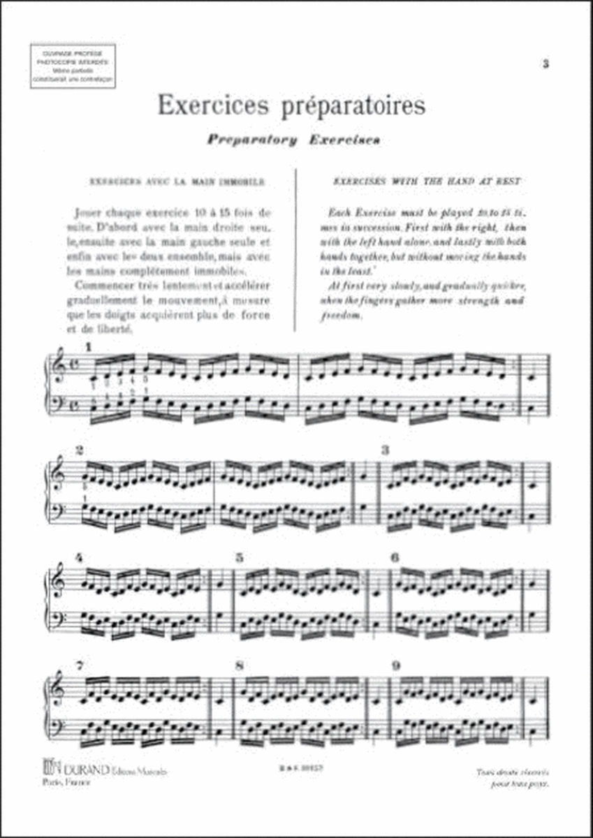 Exercices Preparatoires Pour le Piano, Opus 16