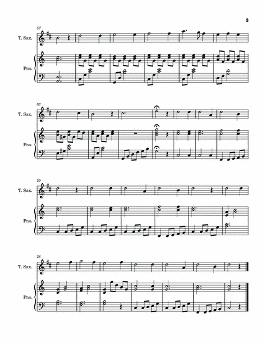 We Three Kings - Tenor Saxophone with Piano accompaniment Tenor Saxophone scores gallery preview page 4