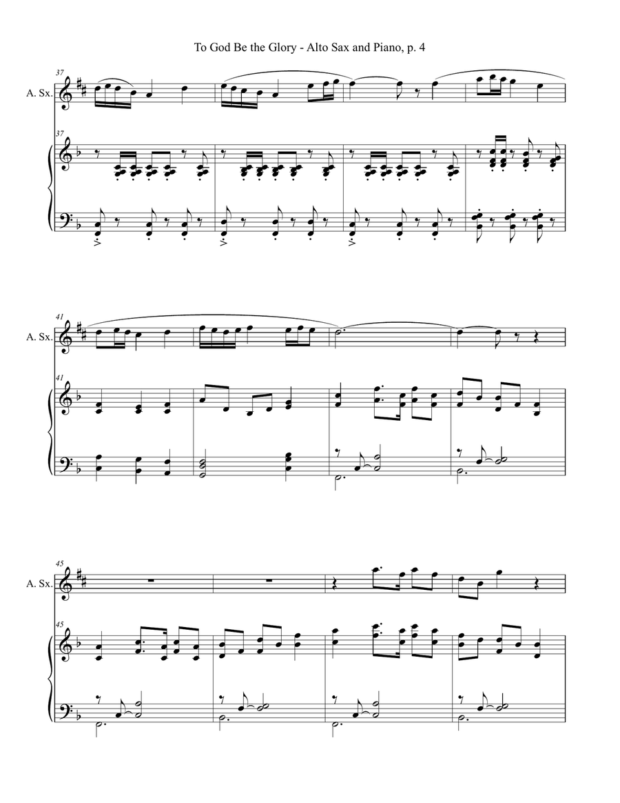 TO GOD BE THE GLORY One Movement Hymn Sonata (for Alto Sax and Piano with Score/Part) Alto Saxophone scores gallery preview page 5