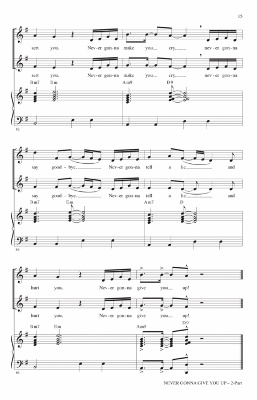 Never Gonna Give You Up (arr. Roger Emerson) 2-Part scores gallery preview page 14