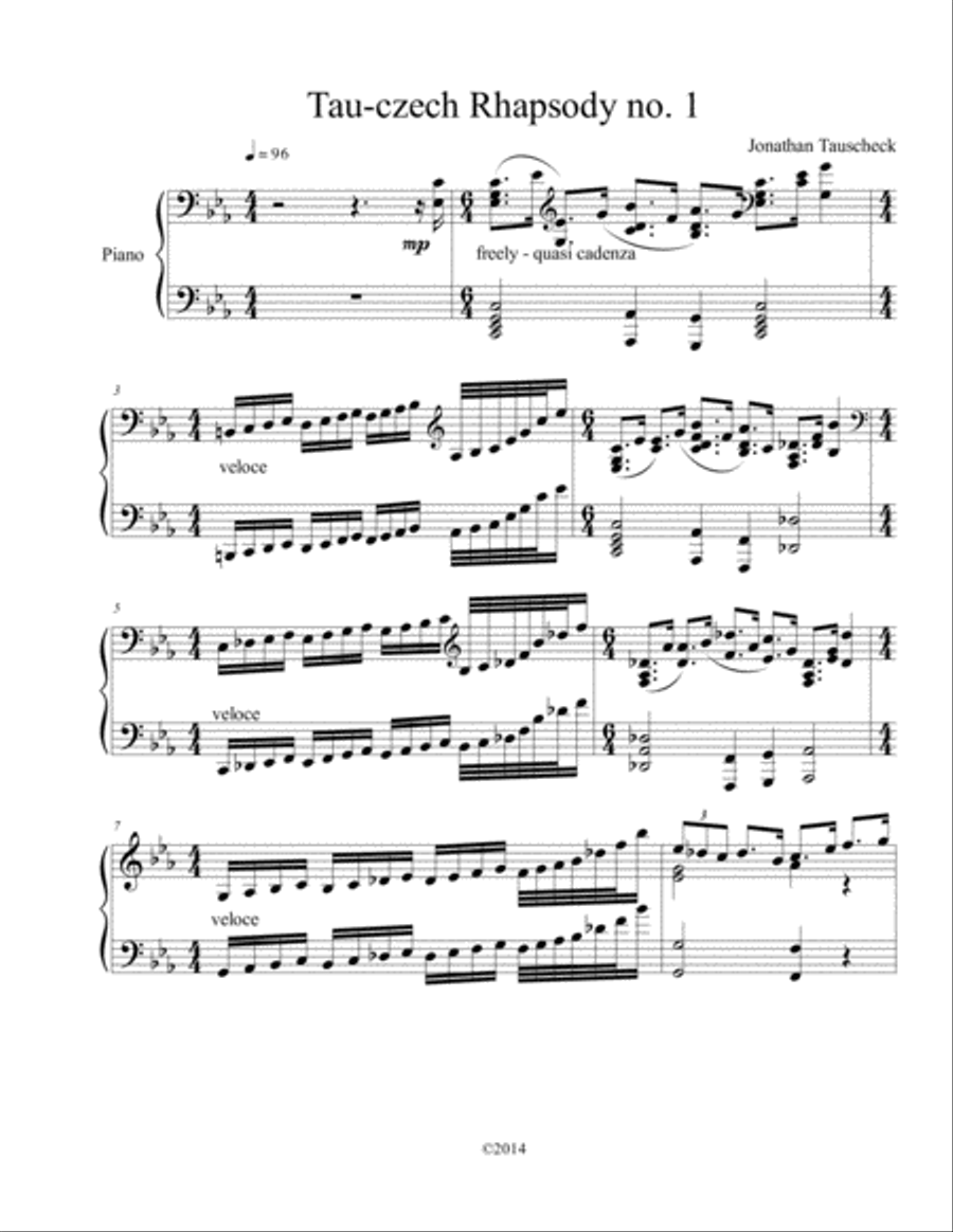Tau-czech Rhapsody No. 1 Piano Solo scores gallery preview page 1