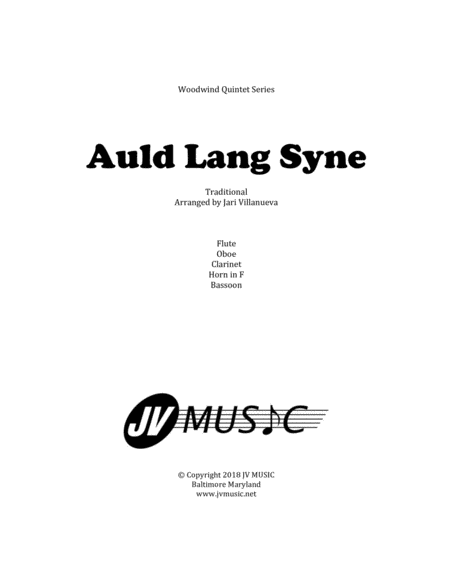 Auld Lang Syne for Woodwind Quintet image number null