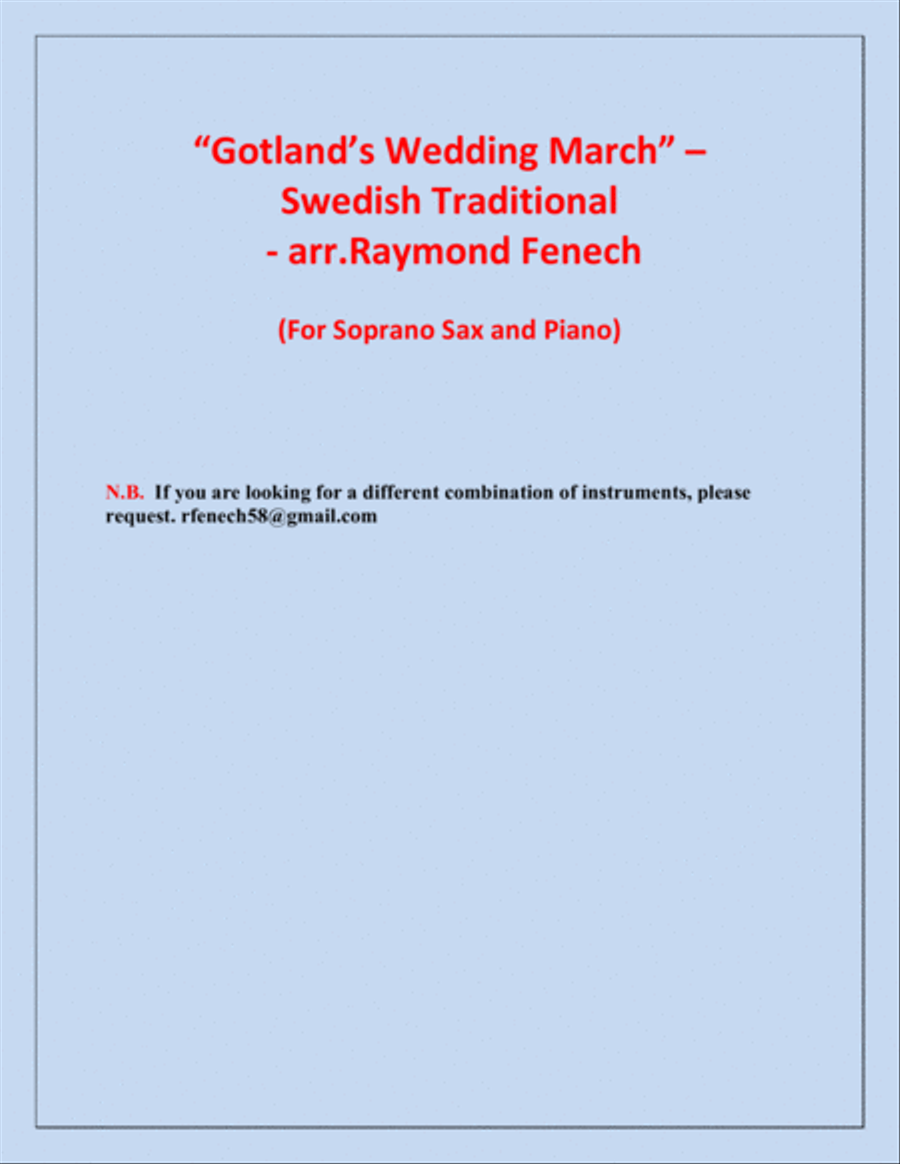 Gotland's Wedding March - Traditional - Soprano Saxophone and Piano Chamber Orchestra scores gallery preview page 3
