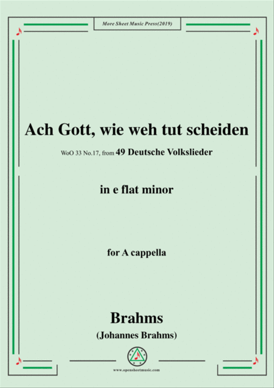 Brahms-Ach Gott,wie weh tut scheiden,WoO 33 No.17,from '49 Deutsche Volkslieder,WoO 33',in e flat mi Bassoon scores gallery preview page 1