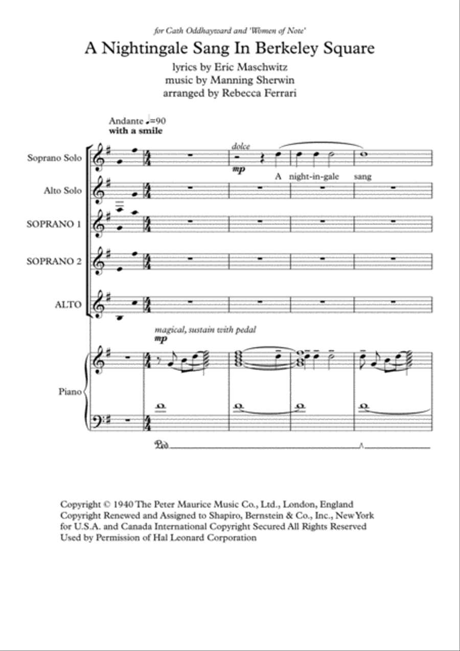 A Nightingale Sang In Berkeley Square SSA scores gallery preview page 2