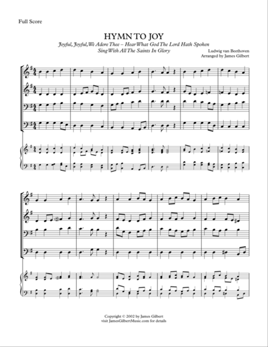 HYMN TO JOY (Joyful, Joyful We Adore Thee) Small Ensemble scores gallery preview page 1
