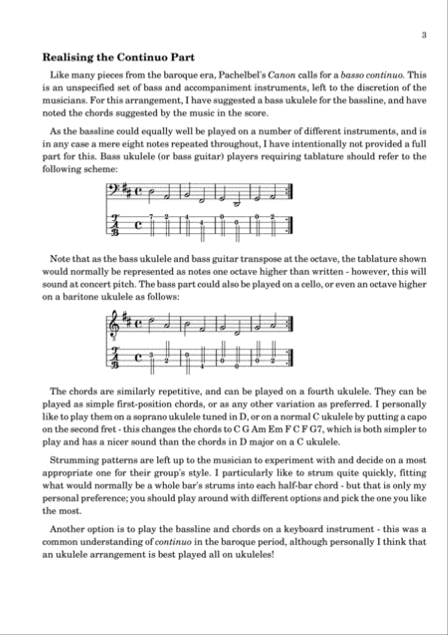 Pachelbel's Canon arranged for ukulele ensemble by Thomas Preece Ukulele scores gallery preview page 4