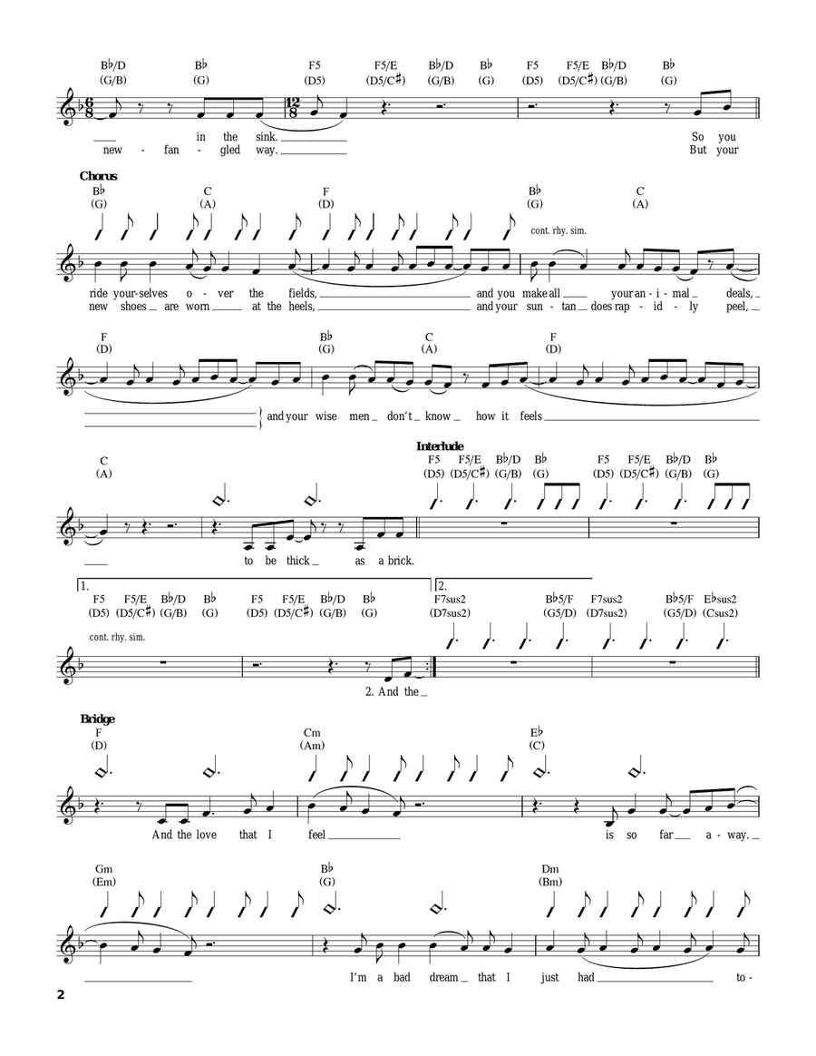Thick As A Brick Thick As A Brick Acoustic Guitar scores gallery preview page 2
