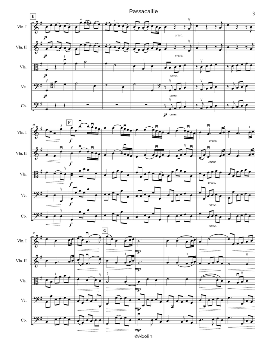 Handel: Passacaille (Passacaglia), HWV 399, arr. for String Orchestra Chamber Music scores gallery preview page 4