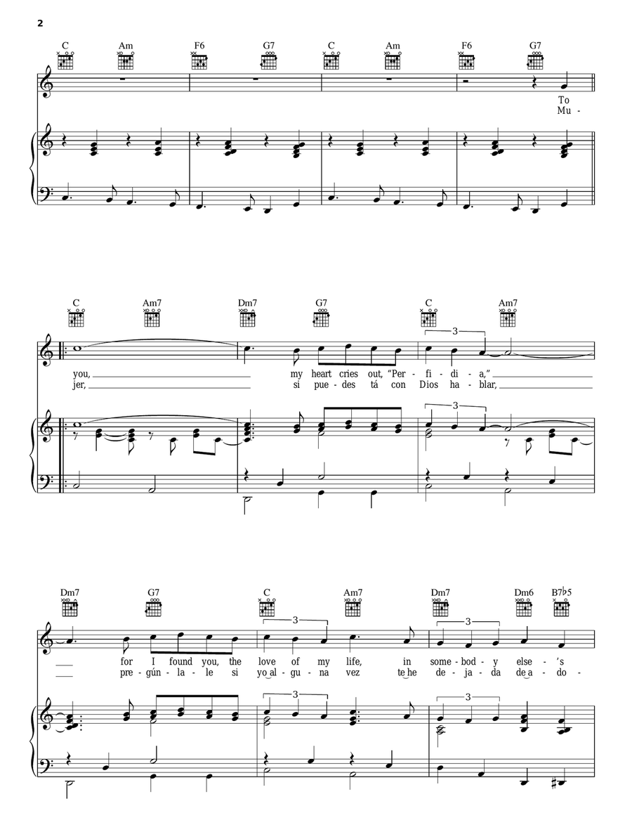 Perfidia Piano, Vocal, Guitar scores gallery preview page 2