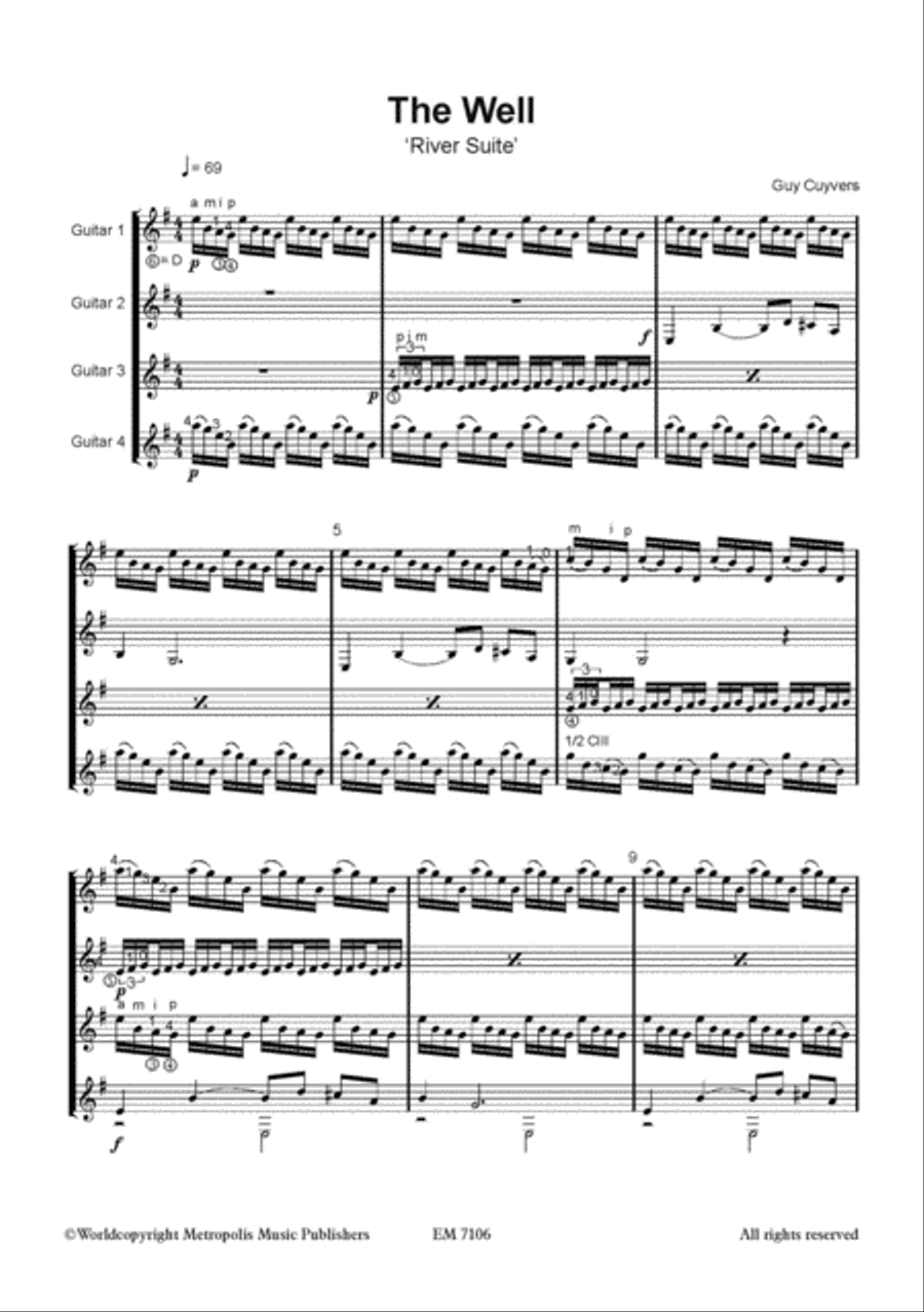 The Well (from 'River Suite') for Guitar Quartet Guitar Ensemble scores gallery preview page 2
