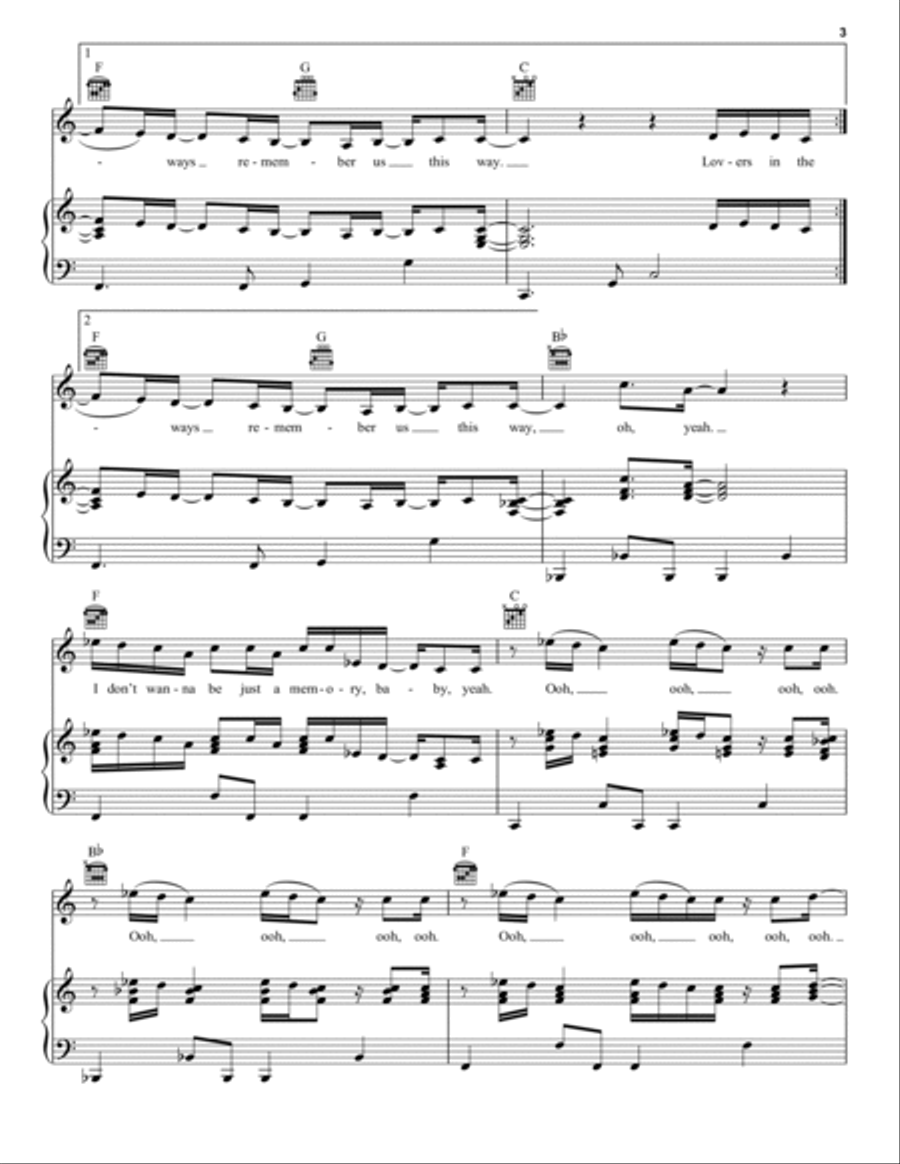 Always Remember Us This Way (from A Star Is Born) Piano, Vocal, Guitar scores gallery preview page 3