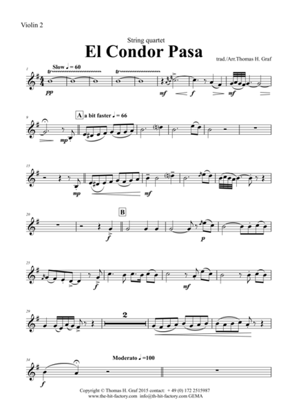 El Condor pasa - Peruvian Folk Song - String Quartet image number null