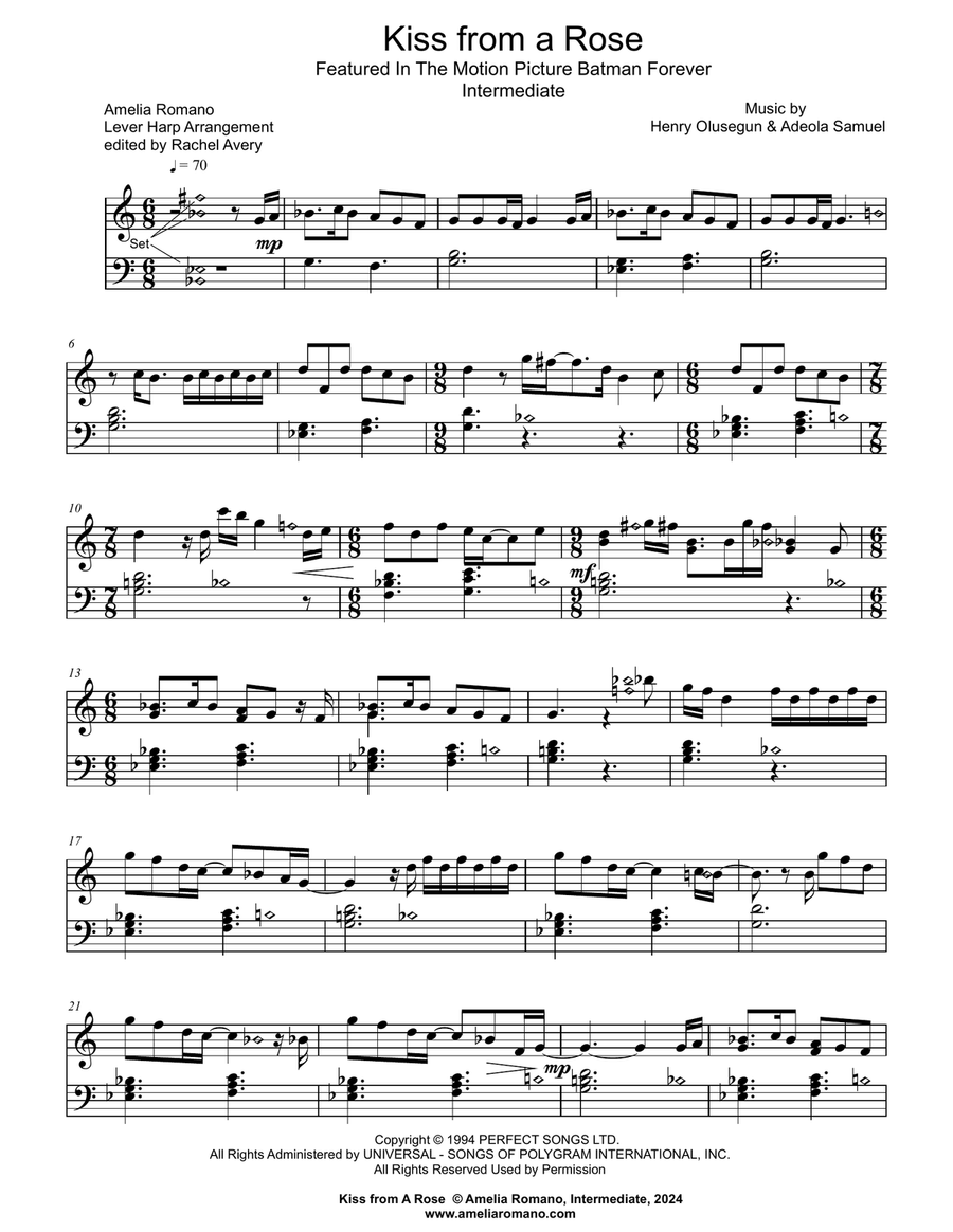Kiss From A Rose Celtic Harp scores gallery preview page 1
