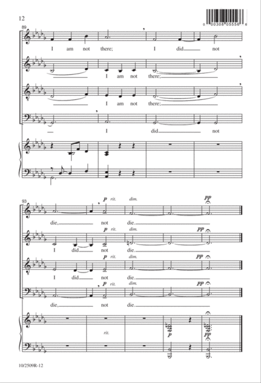 Do Not Stand at My Grave and Weep 4-Part scores gallery preview page 12
