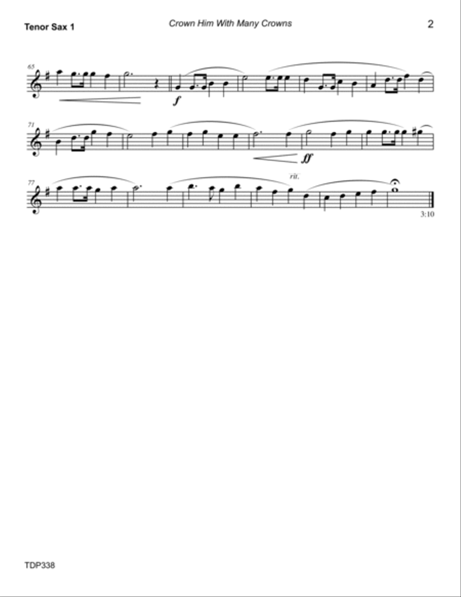 CROWN HIM WITH MANY CROWNS - TENOR SAX DUET with Piano Accompaniment Woodwind Duet scores gallery preview page 6