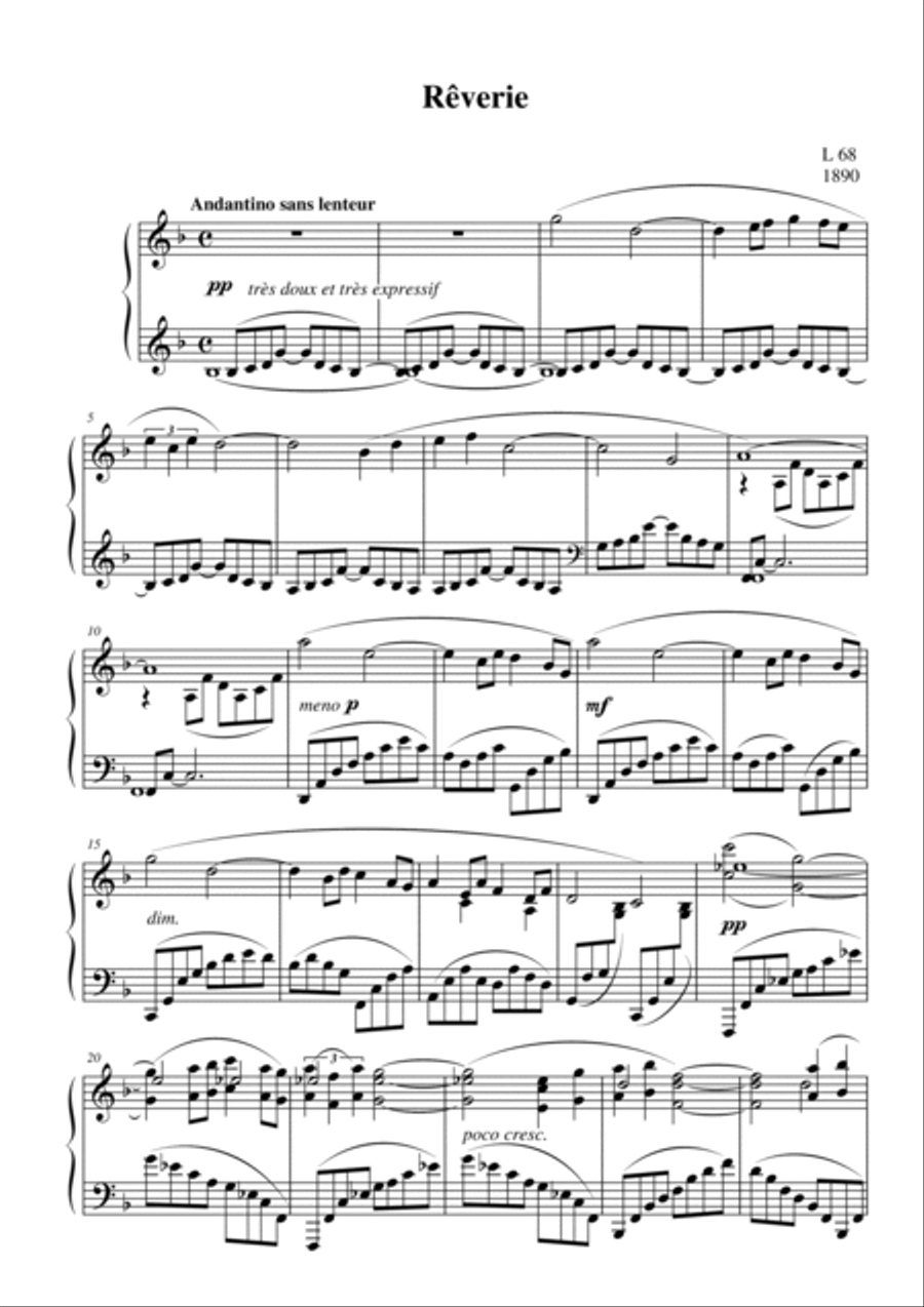 Debussy-Reverie for piano solo Piano Solo scores gallery preview page 2