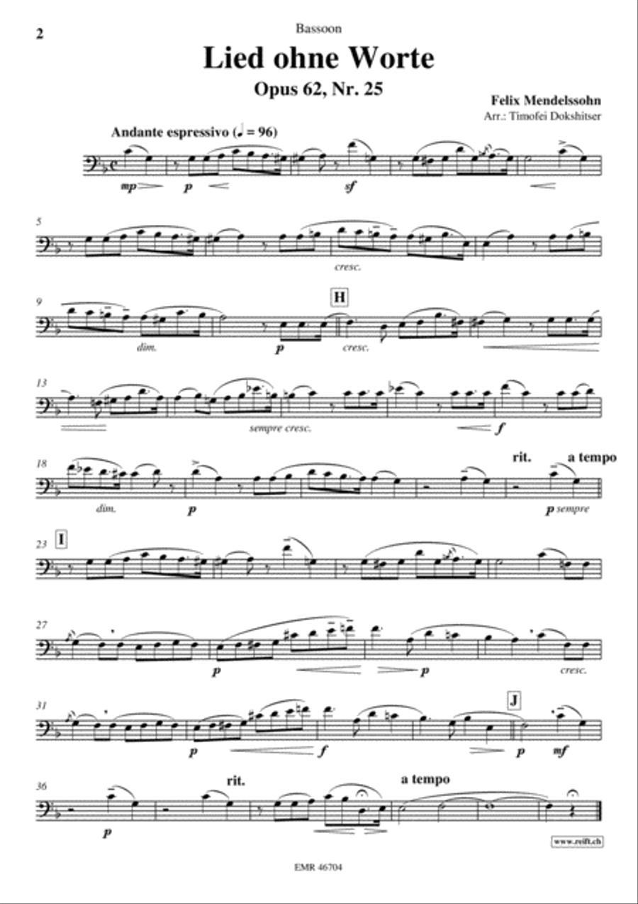 3 Lieder ohne Worte Bassoon Solo scores gallery preview page 3