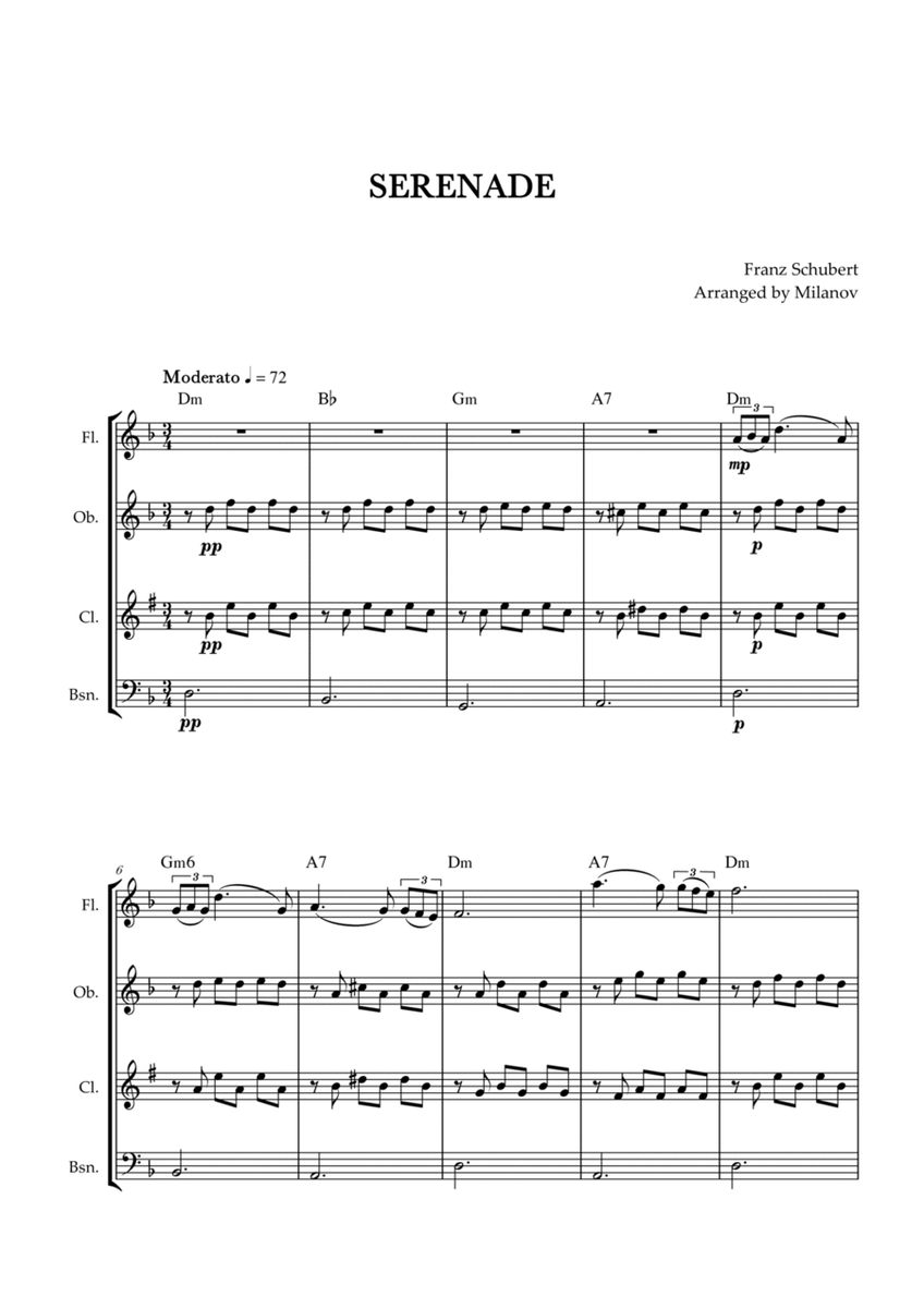 Serenade | Schubert | Woodwind Quartet | Chords image number null
