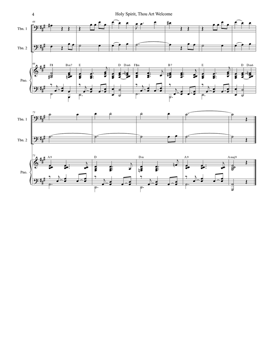 Holy Spirit, Thou Art Welcome Trombone Duet scores gallery preview page 4