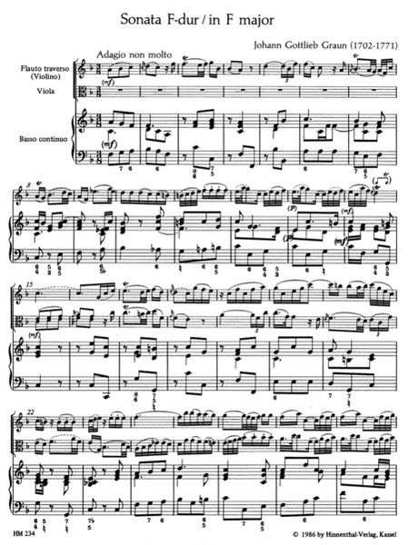 Sonate for Flute (Violin), Viola and Basso continuo F major