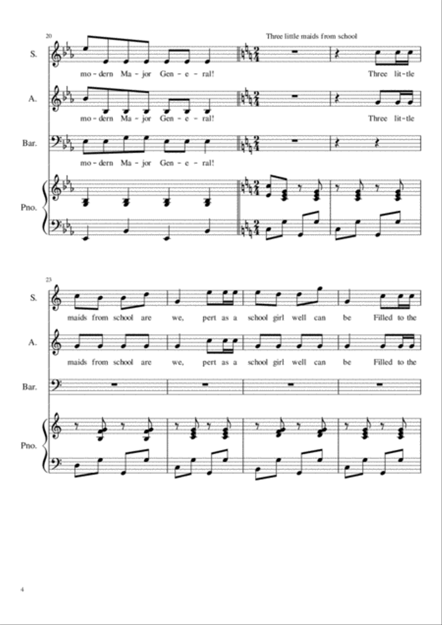 Gilbert and Sullivan Medley 3-Part scores gallery preview page 4