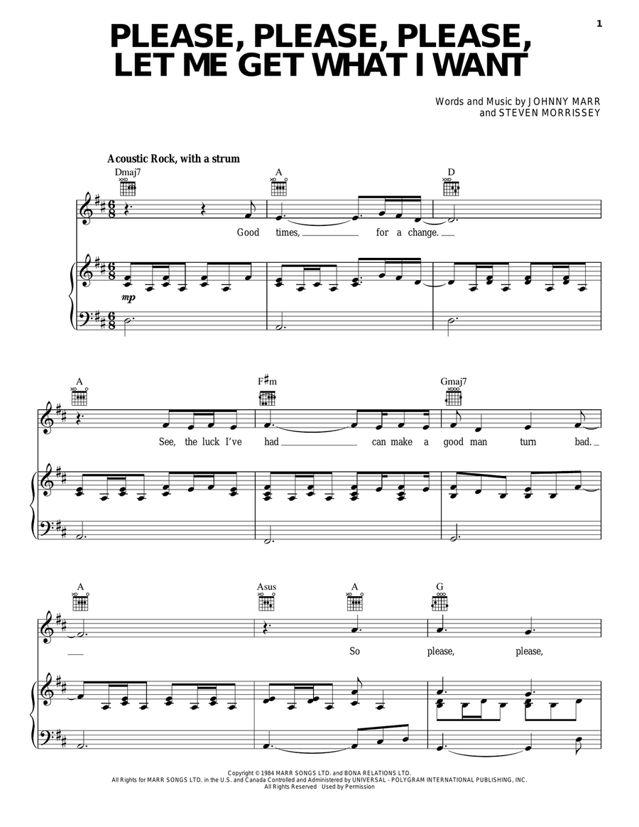 Please, Please, Please, Let Me Get What I Want Piano, Vocal, Guitar scores gallery preview page 1
