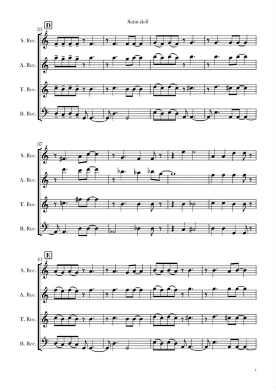 Satin Doll Soprano Recorder scores gallery preview page 4