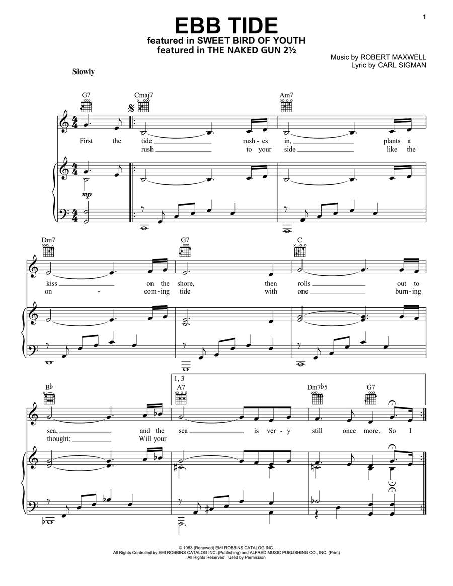 Ebb Tide Ebb Tide Piano, Vocal, Guitar scores gallery preview page 1