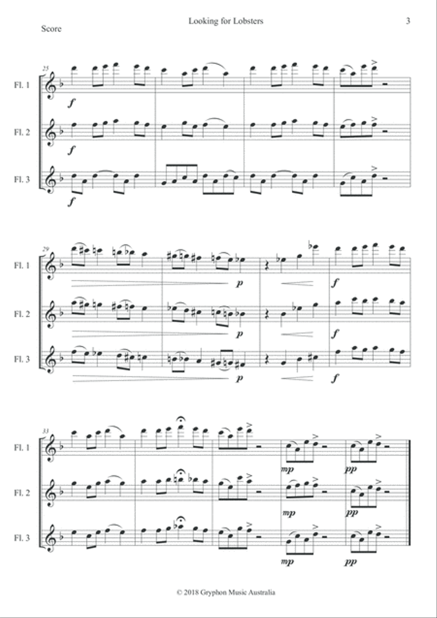 Looking for Lobsters (for flute trio) Flute Trio scores gallery preview page 4