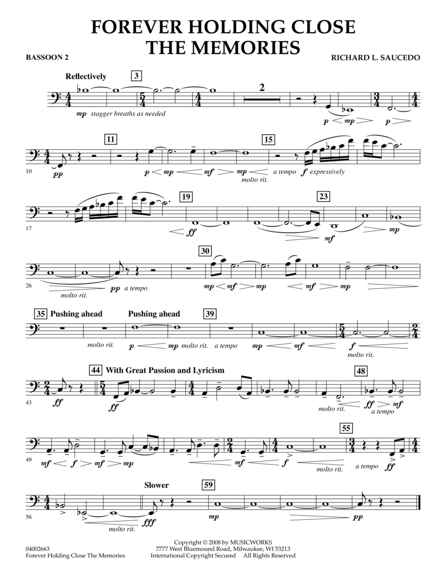 Forever Holding Close the Memories - Bassoon 2 Bassoon scores gallery preview page 1