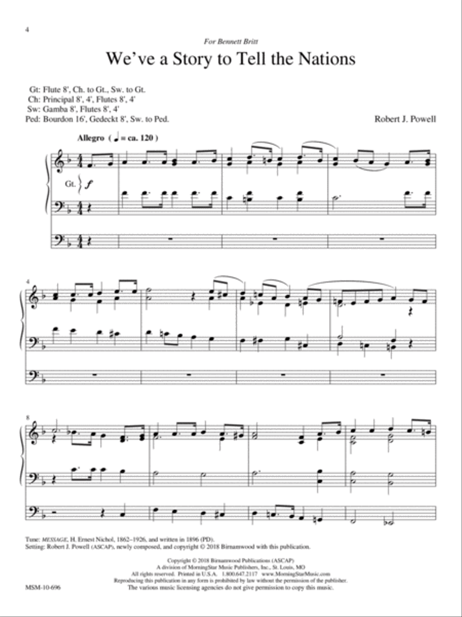 We've a Story to Tell to the Nations Organ scores gallery preview page 1