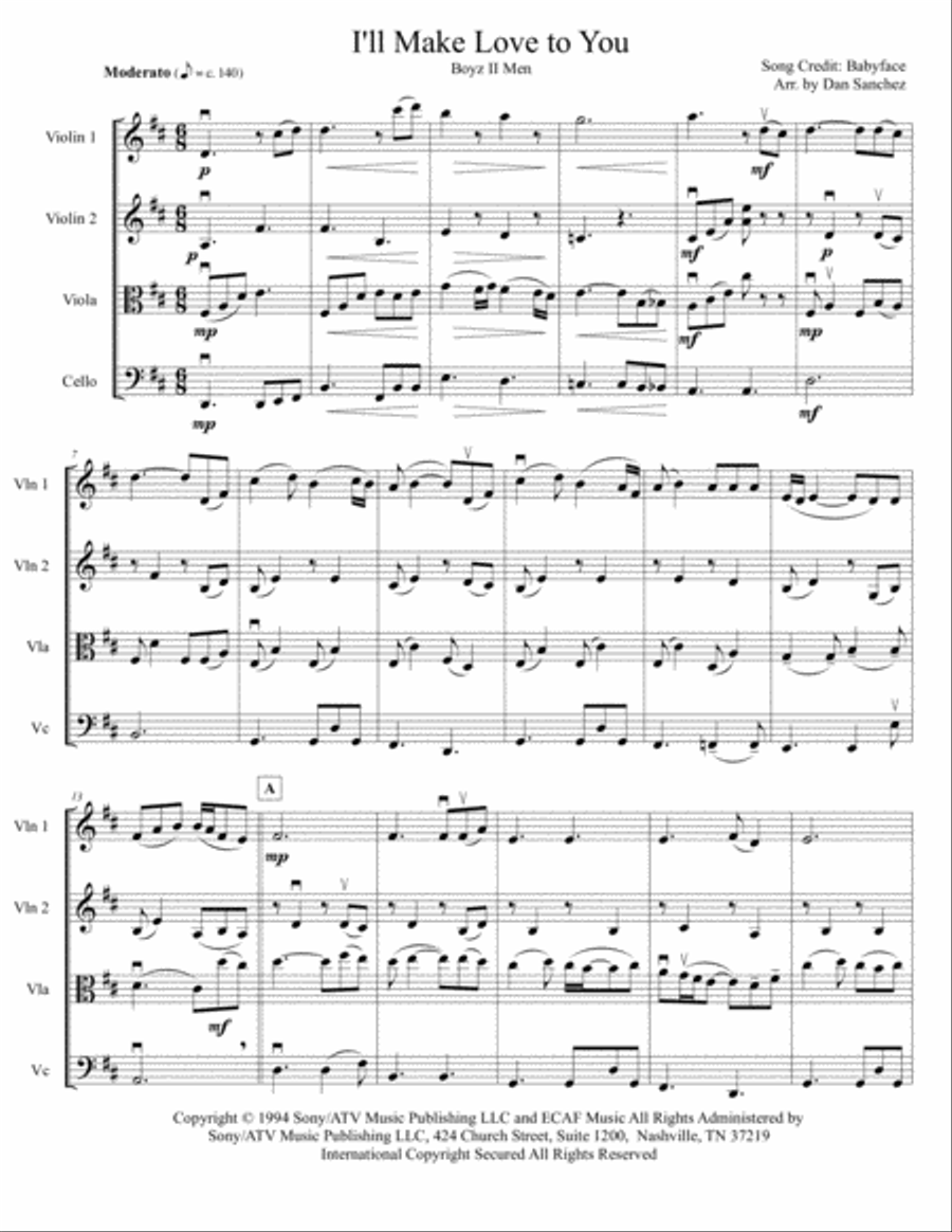 I'll Make Love To You I'll Make Love To You String Quartet scores gallery preview page 3