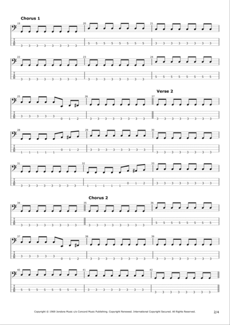 Fortunate Son Bass Guitar scores gallery preview page 2