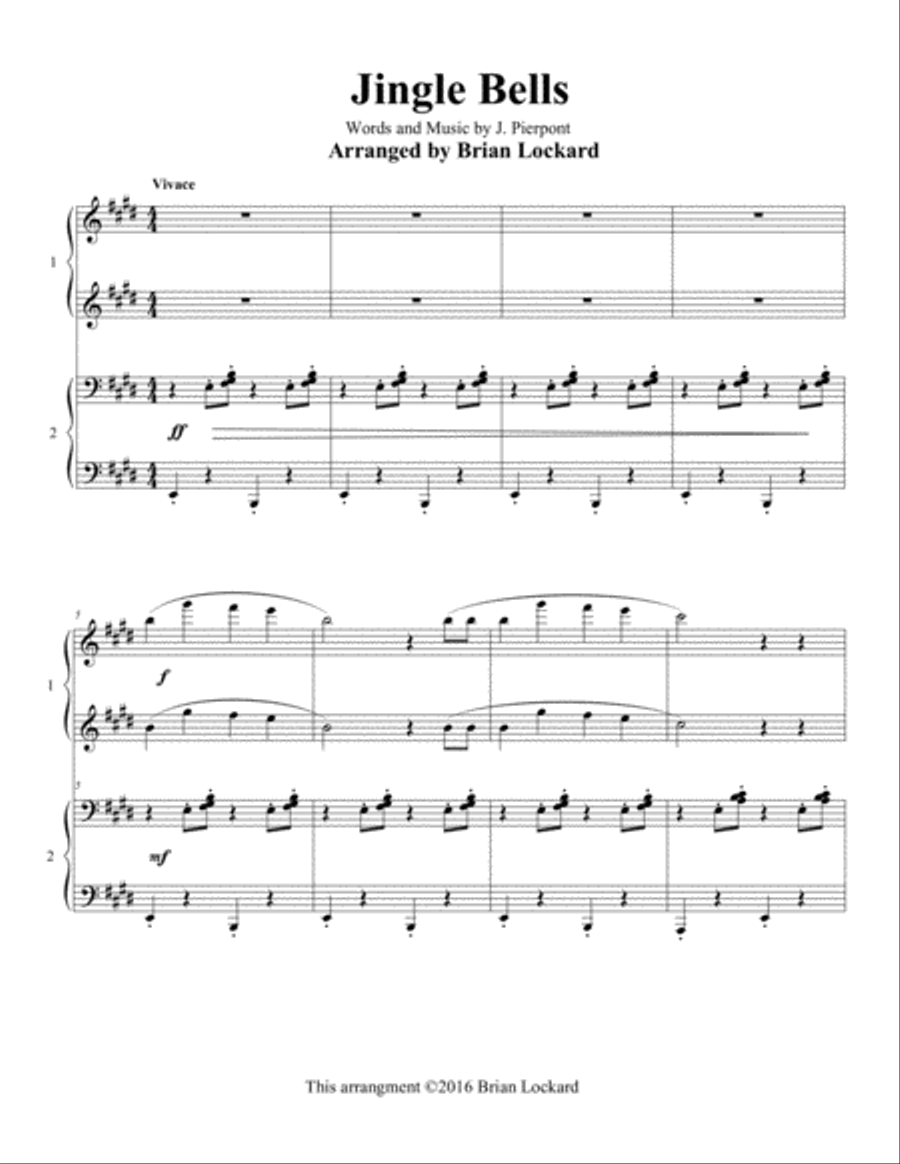 Jingle Bells Piano Four Hands Piano Duet scores gallery preview page 1