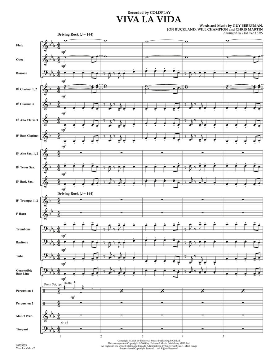 Viva La Vida - Full Score Concert Band scores gallery preview page 2